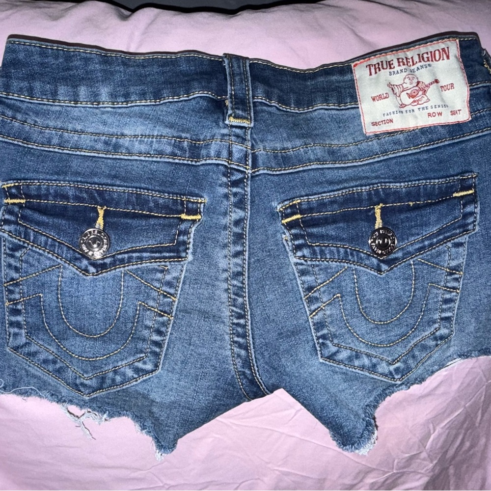 True Religion Indigo Denim Cutoff Shorts